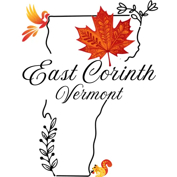 East Corinth Vermont autumn artwork in shades of orange and red