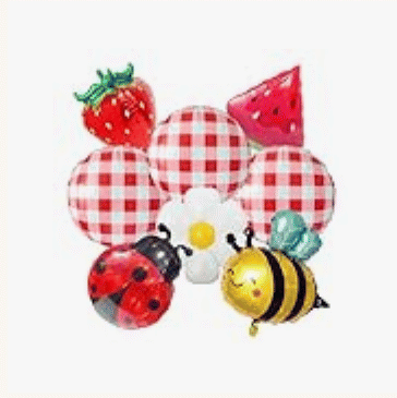 Picnic Gingham Balloon Set — 8 Pcs