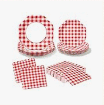 Red gingham plates and napkins