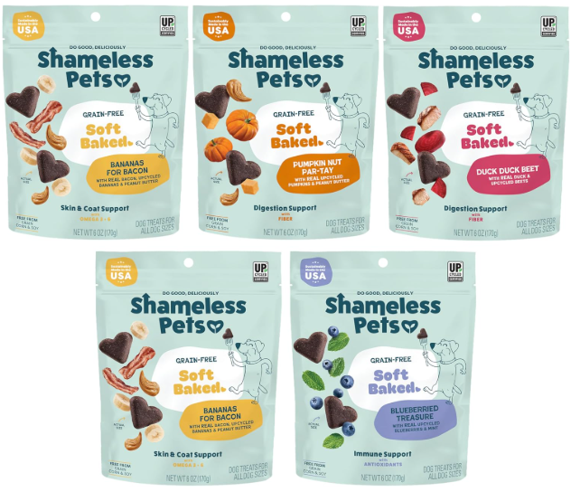 Shameless Pets soft baked dog treats variety 5-pack grain free