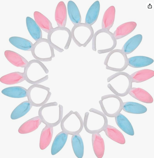 Plush bunny ear headbands pink and blue Easter party photo props 12-pack