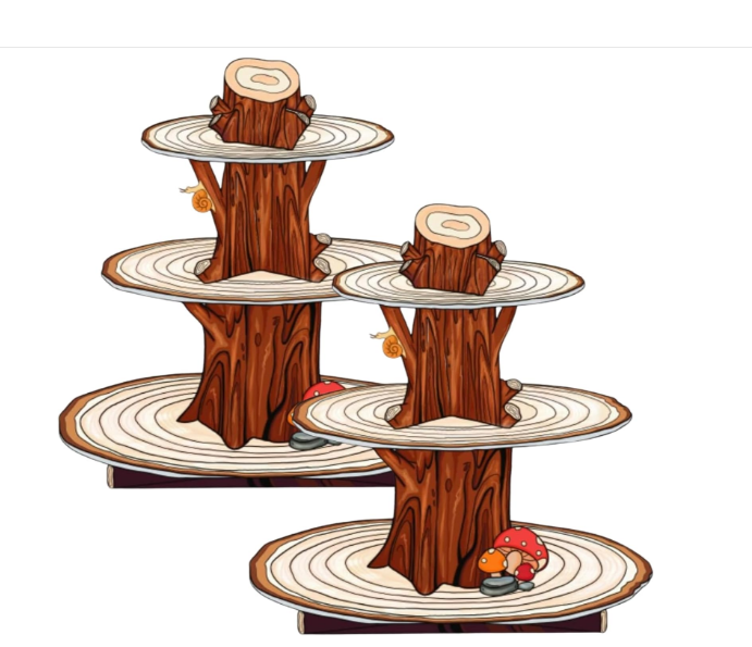 2-pack woodland baby shower cupcake stands tree stump cake topper stand