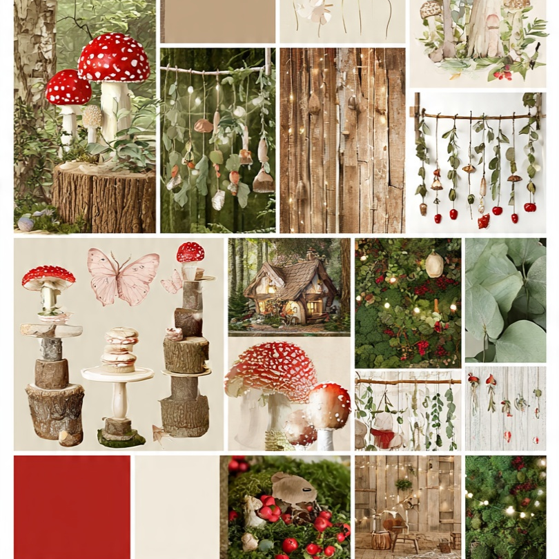 Enchanted Forest Party mood board — woodland color palette and décor inspiration