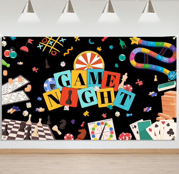Game Night party backdrop banner photo booth prop decoration