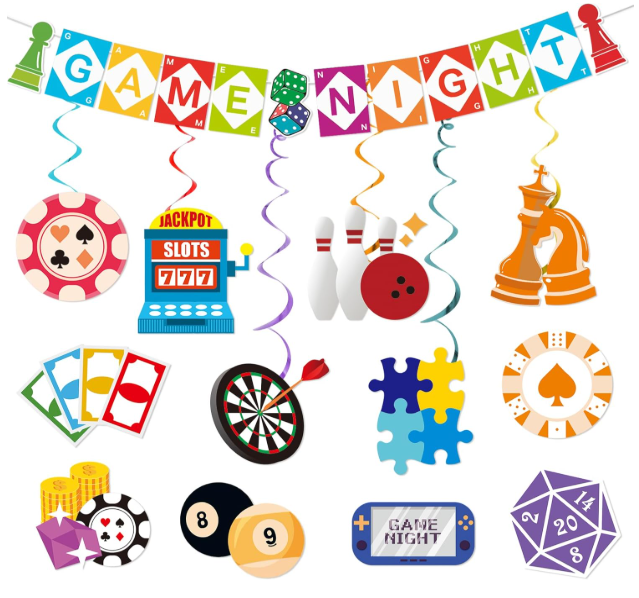 Game Night hanging decorations kit