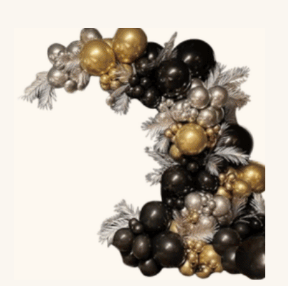 Black Gold Silver Chrome Balloon Garland Arch Kit