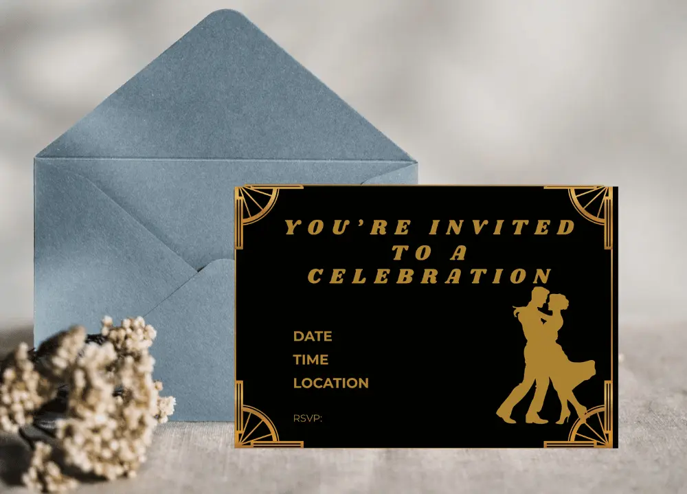 Gatsby Party Invitation — Black and gold art deco design