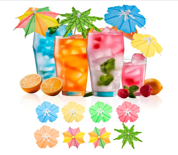 150-pack drink umbrellas cocktail parasols paper umbrella picks tiki luau Hawaiian party