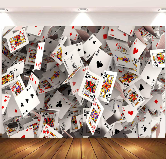 7x5ft fabric poker backdrop 3D playing cards casino night photography background