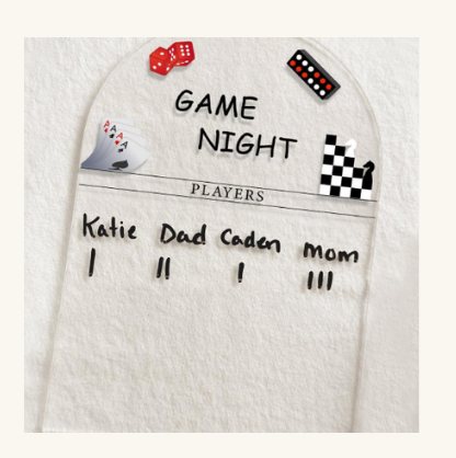 Personalized family game night scoreboard custom dry erase acrylic score tracker