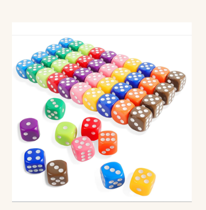 16mm standard 6-sided dice set 50 pieces colorful bulk game dice