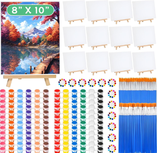 Painting supplies kit canvases easels paints brushes
