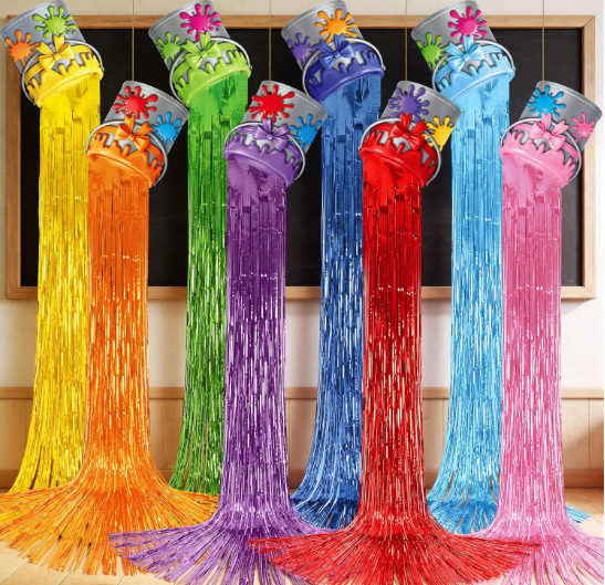 Art paint party decoration back to school paint can hanging decorations with tassels