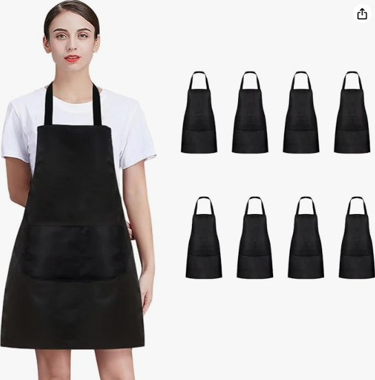 Plain bib aprons bulk black unisex with 2 pockets for painting BBQ