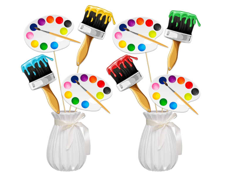 21pc art paint party centerpiece sticks painting brush palette theme table decor