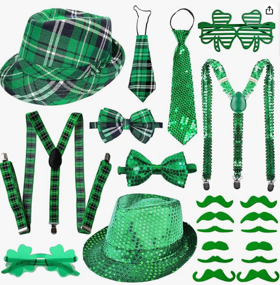 100 designs St. Patrick's Day temporary tattoos with shamrock clover designs for face and body
