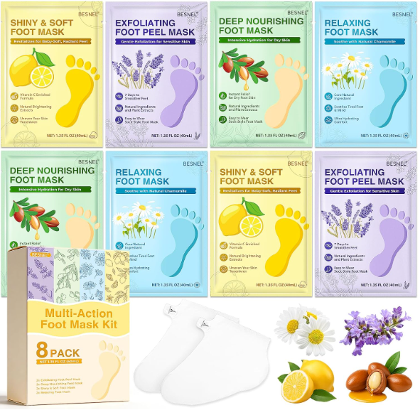 8-pack moisturizing foot mask hydrating dry cracked feet soothing socks spa gifts women men