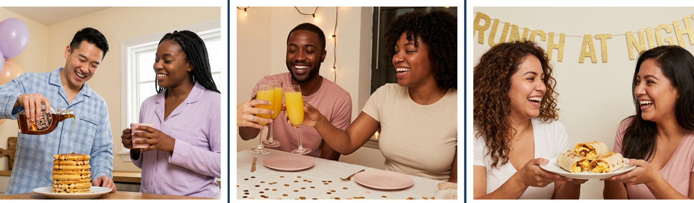 Breakfast for Dinner Party — gallery of food and table settings