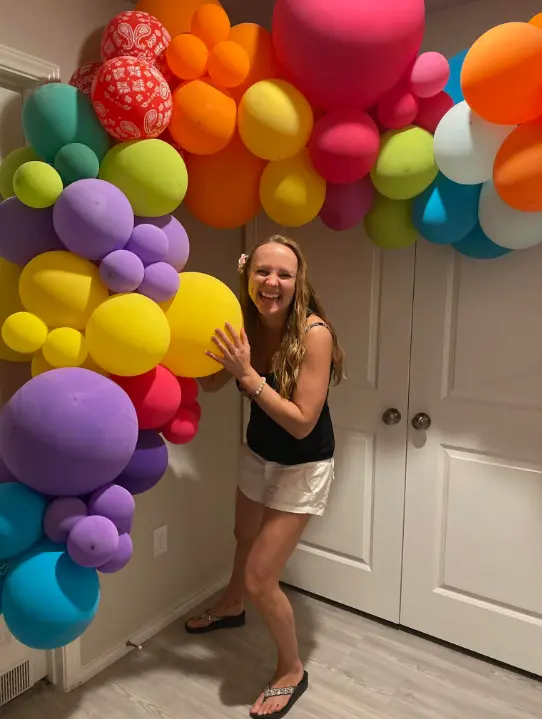 Real Cinco de Mayo party — colorful balloon arch