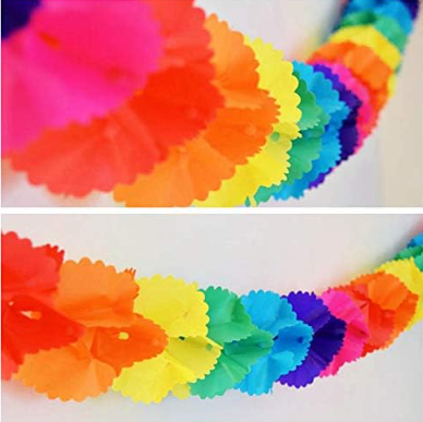Rainbow Ombre Tissue Paper Garland Party Streamer 12ft