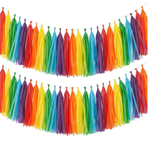 Rainbow fan-shaped banner garland