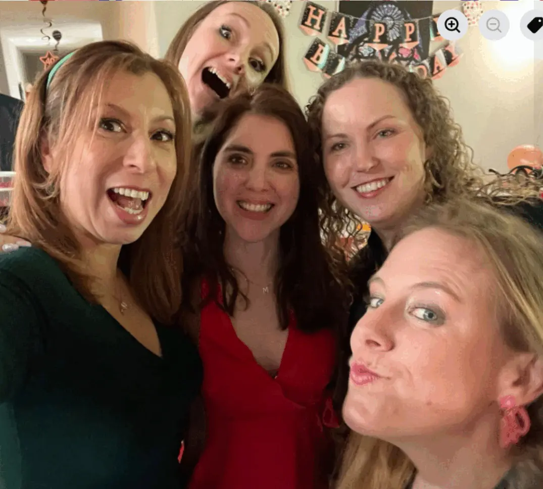 Real Rep Your Color Party — group selfie at color party with birthday banner