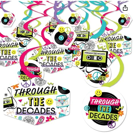 Through the Decades hanging swirls