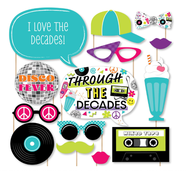Through the Decades photo booth props