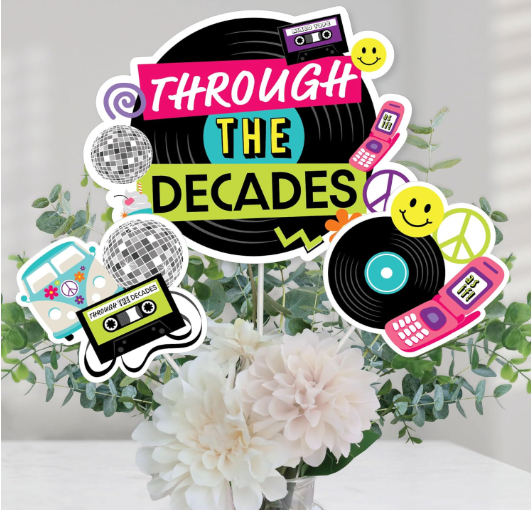 Through the Decades centerpiece sticks table toppers set of 15