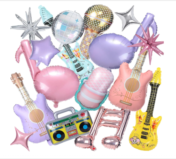 Pink purple music note balloons 16 pack metallic pastel