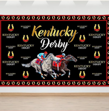 Kentucky Derby backdrop horse racing black gold banner