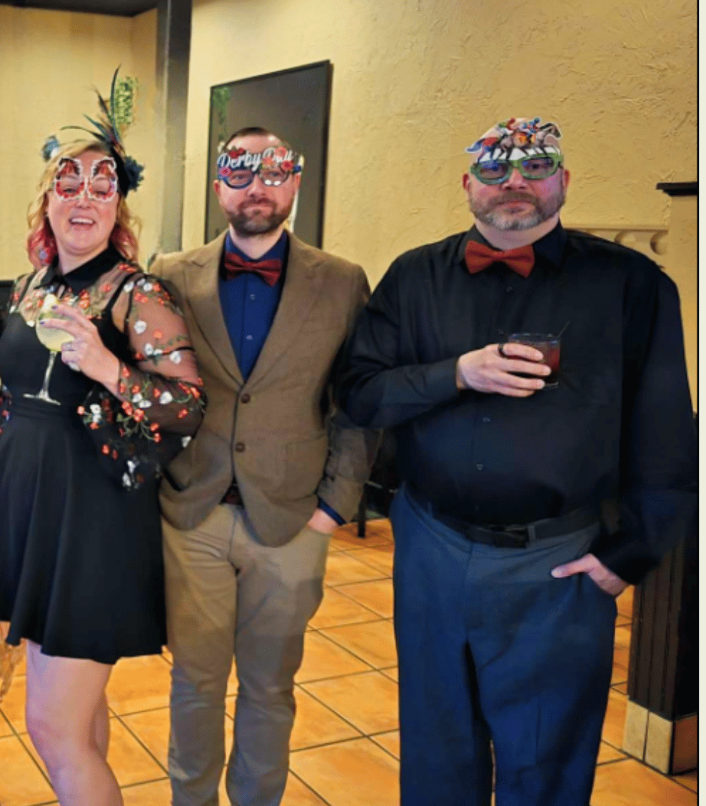 Real Derby party — group in Derby glasses and bow ties