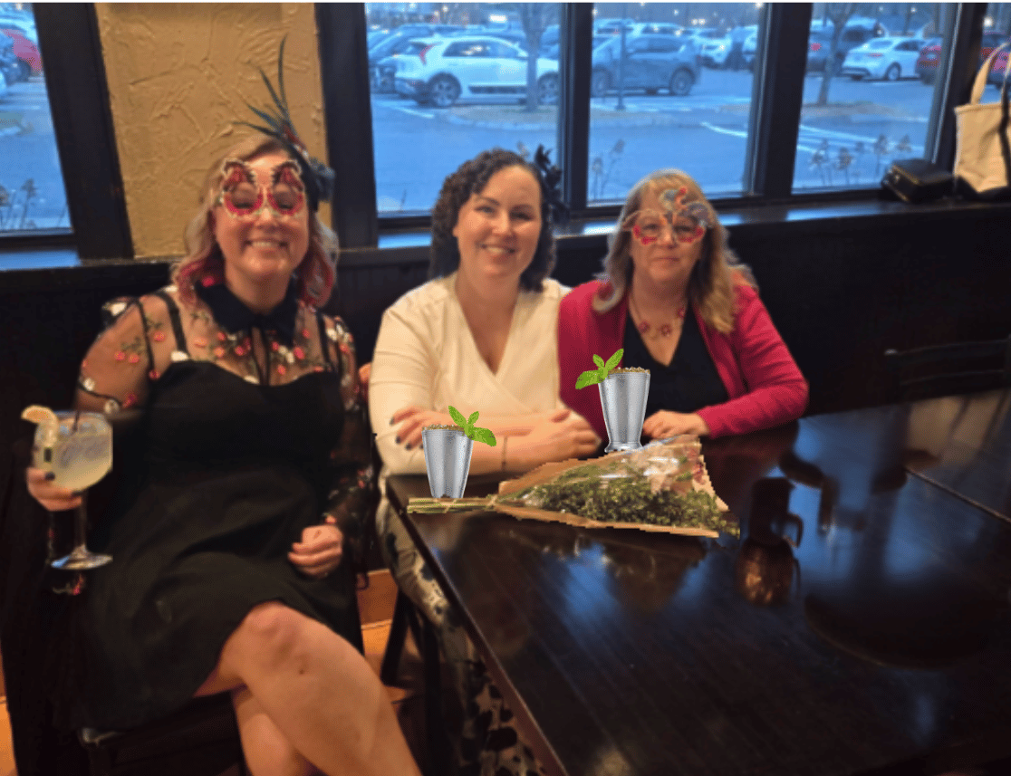 Real Derby party — friends with Derby glasses and mint juleps