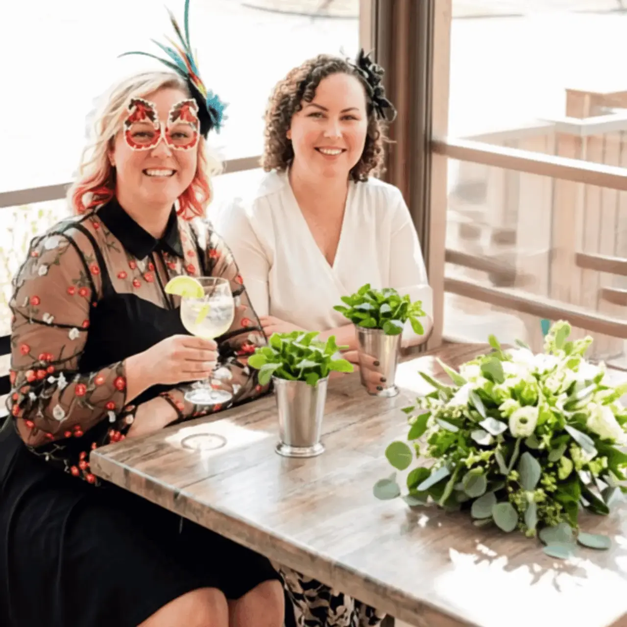 Real Derby party — friends with Derby glasses and mint juleps