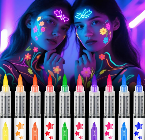 Neon body paint pens