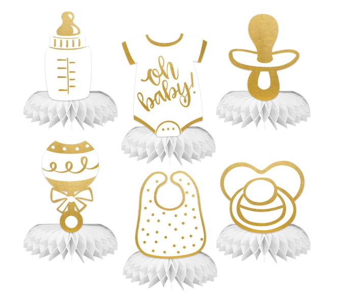 Gold and white baby shower dinnerware