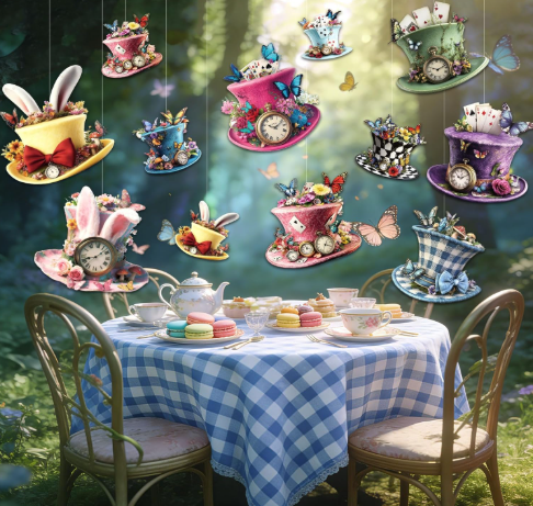 Alice in Wonderland hanging hat decorations