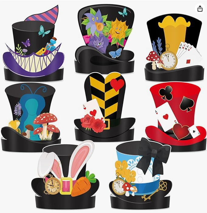 Mad Hatter centerpiece hat cutouts