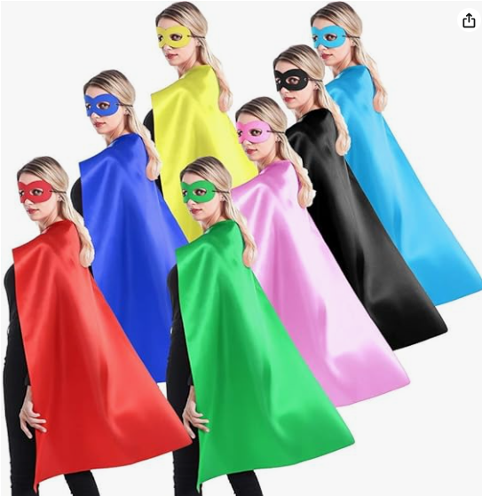 Superhero capes and masks bulk set