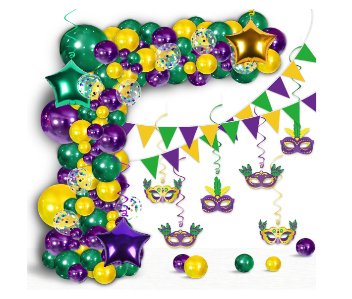Mardi Gras balloon arch garland kit