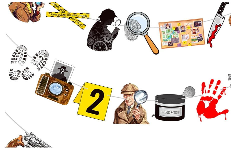 Detective party banners 2-piece top secret spy mystery theme birthday baby shower