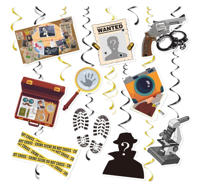 Murder mystery hanging swirl decorations