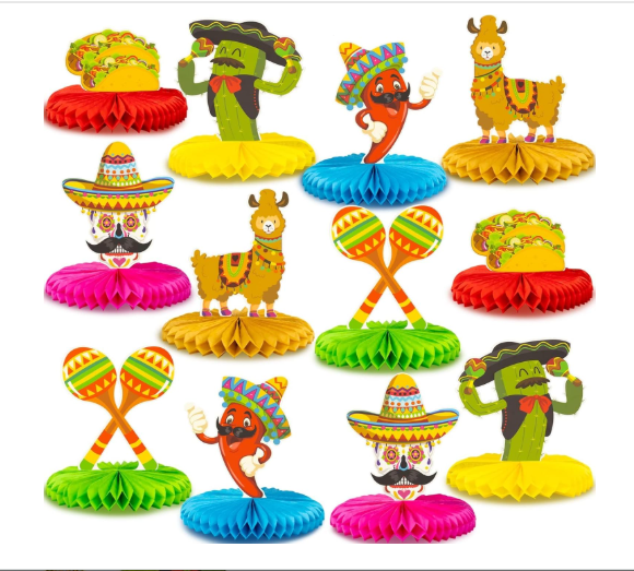 12pcs Fiesta Mexican Party Honeycomb Centerpieces