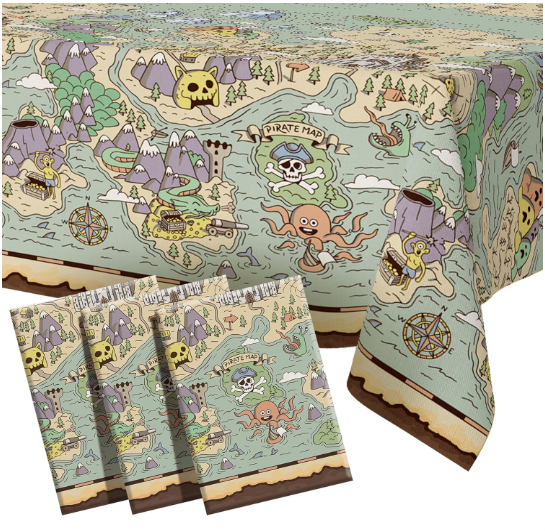 Pirate tablecloth 3-pack disposable rectangle plastic table covers pirate ships