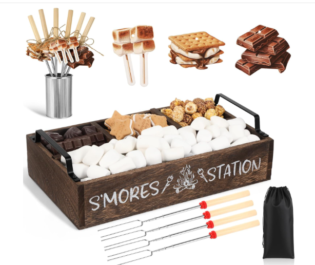 S'mores Station tray with roasting sticks