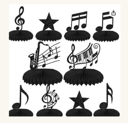 9-piece music notes honeycomb centerpieces 1950s party decorations