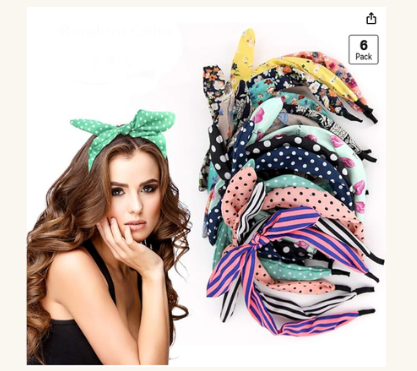 6-pack retro bow headbands polka dot and stripe for women and girls
