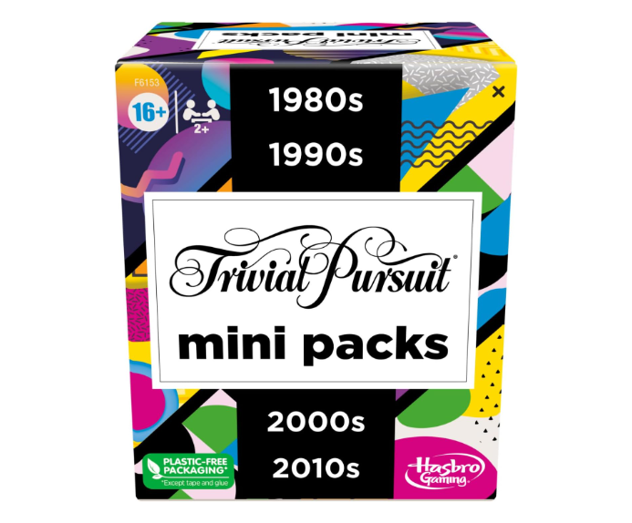 Trivial Pursuit Mini Packs multipack covering 1980s 1990s 2000s and 2010s for adults and teens