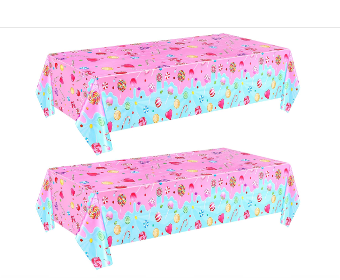 2-piece candyland plastic tablecloth pink lollipop candy table covers party supplies